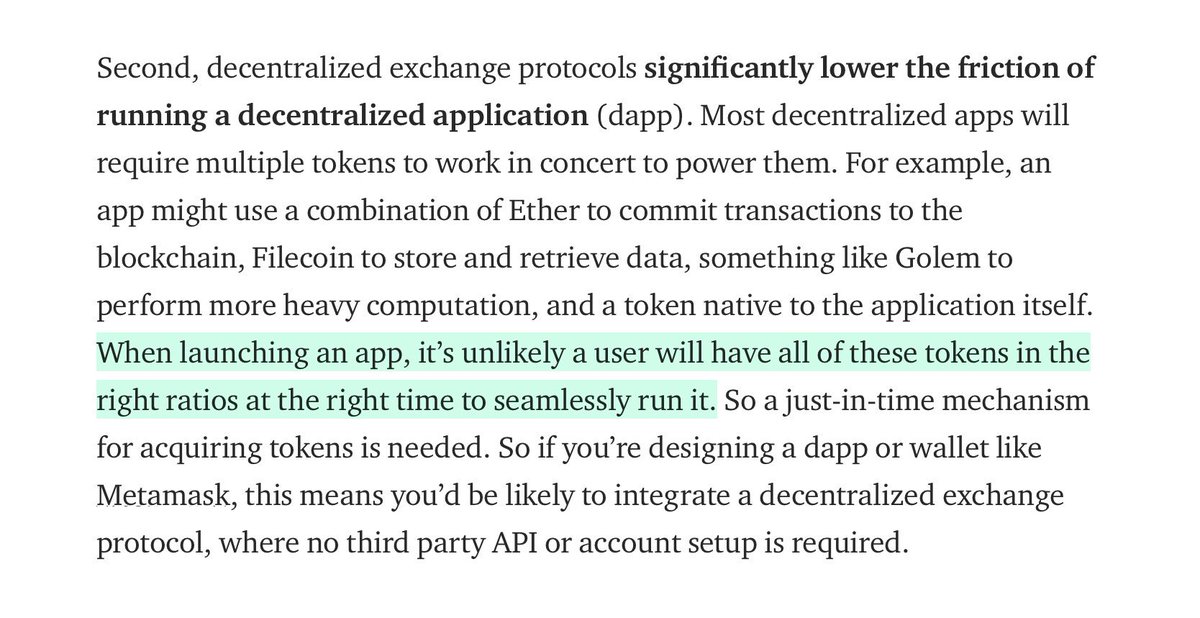 cburniske's tweet photo. True #dapps will draw from a plethora of protocols, making decentralized exchange protocols a pivotal piece of infra https://t.co/kTMdr3xkKB https://t.co/p3fSnmLnyE