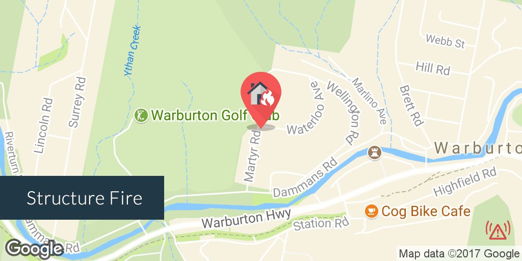 emgw_vic's tweet photo. #StructureFire: Waterloo Av, Warburton. Going. 8 Appliances. Timeline: https://t.co/SD9JKhfe4V https://t.co/EI9iREjQm7