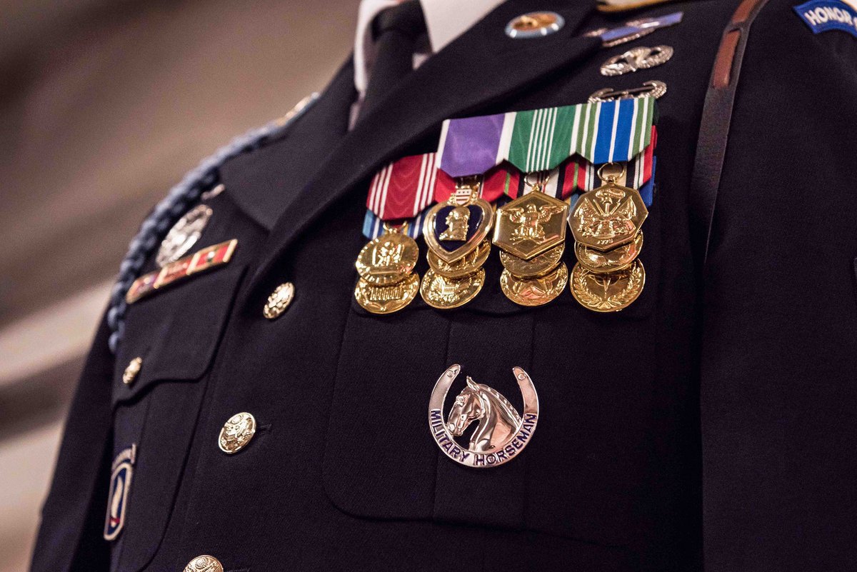 USArmy's tweet photo. .@USArmyOldGuard Soldiers were awarded (first time in military history) the Military Horseman Identification Badge, Friday. Hooah! https://t.co/KkeiNq6tSD