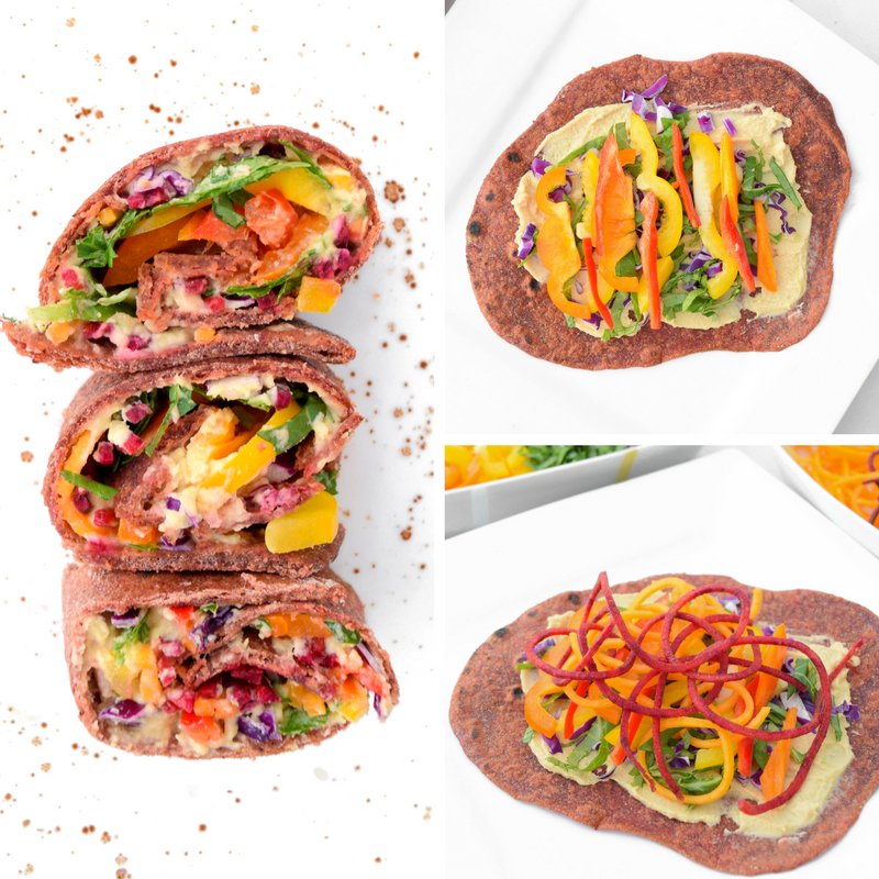 EmKyleNutrition's tweet photo. Taste the #rainbow with these #vegetarian hummus &amp; beet veggie wraps! A quick &amp; healthy meal!#ad https://t.co/ggNGiQhnUq https://t.co/BcUNIKVodr