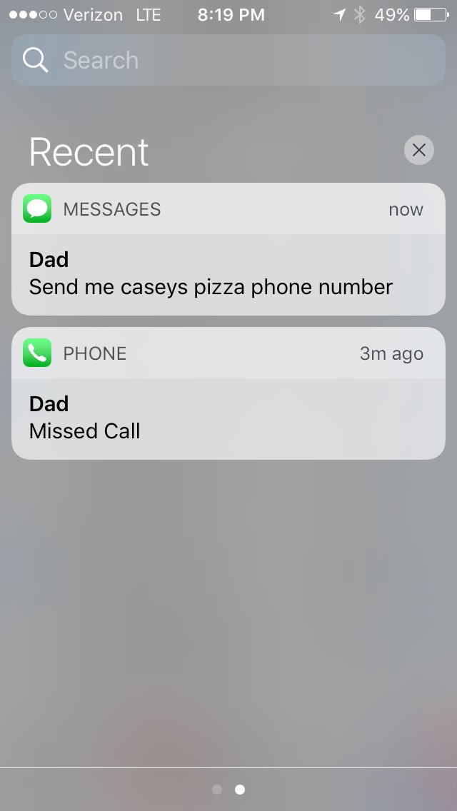 When your dad is in the middle of the field and can't run the interweb on his phone to order pizza #personphonebook  <a href="/ktstuts/">Katie Stutsman</a>