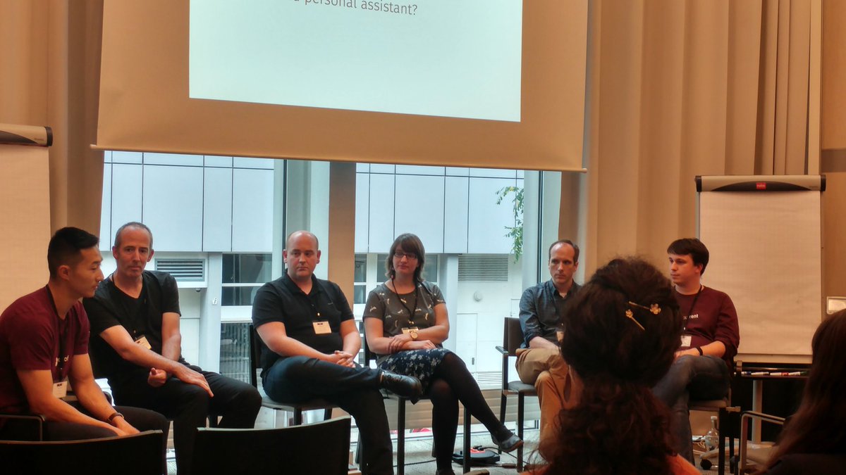 BasmaEAB's tweet image. Panel discussion. From left to right: Gary Ren, Maarten de Rijke, Jeff Dalton, Claudia Hauff, Michele Galley and Nikita Smetanin
#SCAI2017