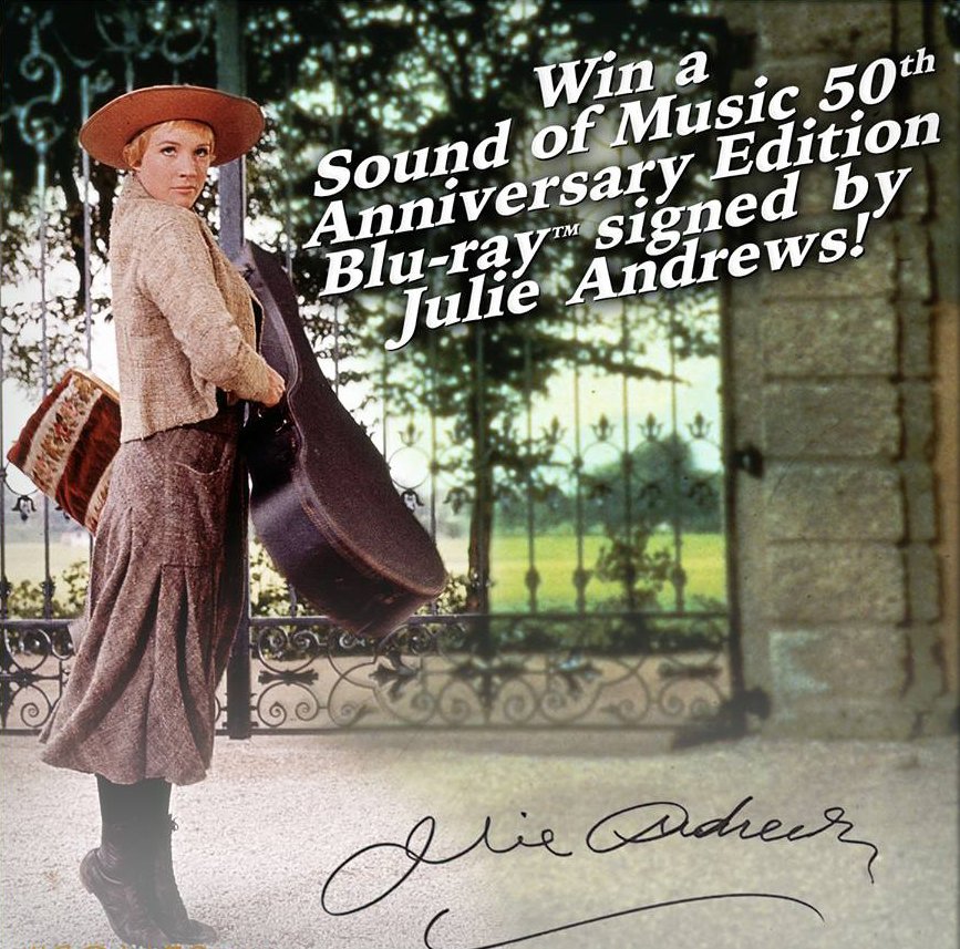SoundofMusic's tweet photo. RETWEET and FOLLOW @SoundofMusic for a chance to win a #SoundOfMusic Blu-ray™ signed by Julie Andrews to celebrate her 82nd Birthday today! https://t.co/Oqz9jxR25h