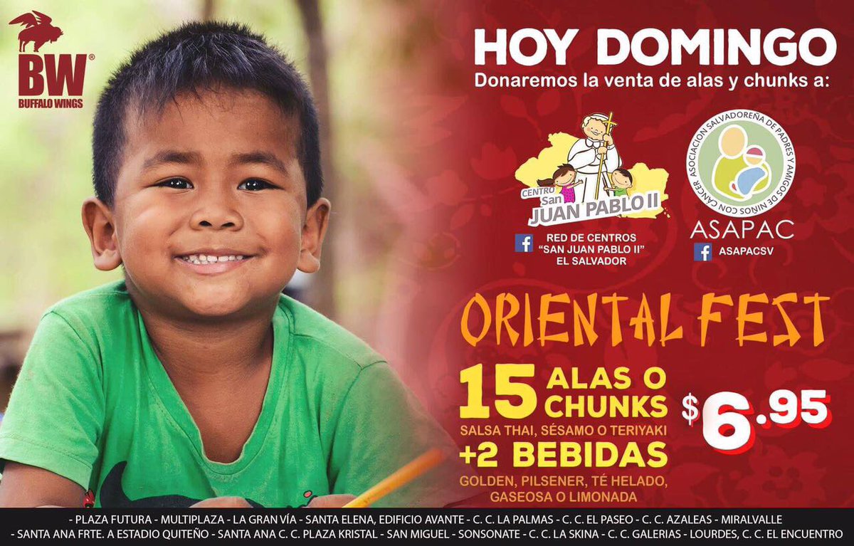BWelsalvador's tweet image. Ayudemos a nuestros peques, donaremos toda la venta de alas y chunks! #CSJPII #ASAPAC #DíaDelNiño
