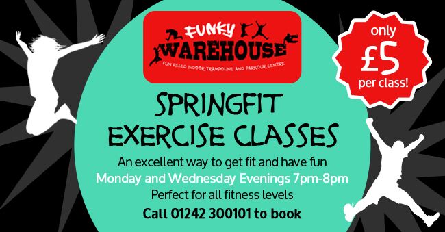 Funky_warehouse's tweet photo. Want a new fun way to exercise? Springfit Mon & Wed 7-8pm £5 a session first class free #funkyfit #trampolining #fitness #cheltenham #bounce https://t.co/5ghUSvtoAk