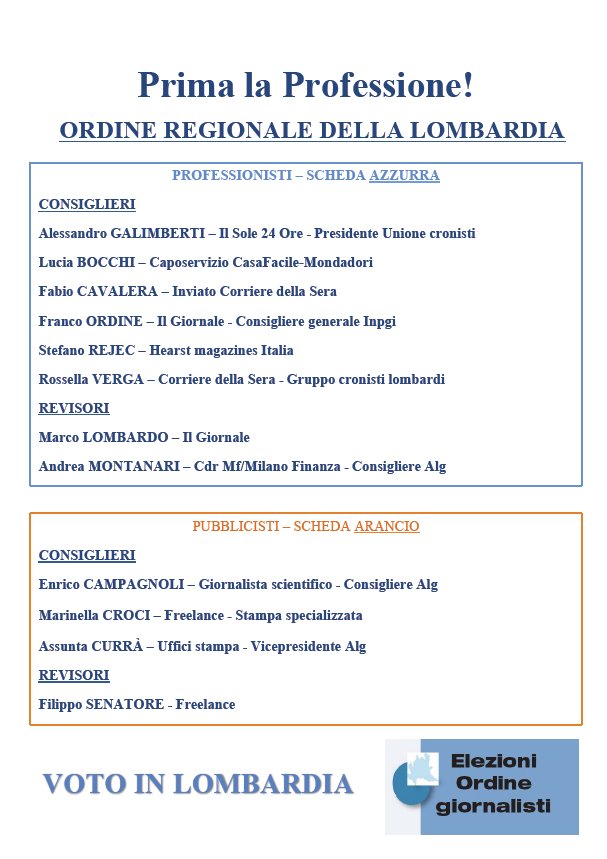 #Giornalisti #Ordine A Milano si vota ancora domani dalle 9,30 alle 14,30 all'Istituto dei Ciechi, in via Vivaio 7