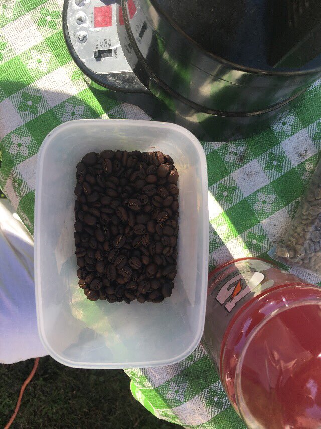 KC3CDV's tweet photo. #Homeroast #Coffee #Smallroasters #Homebrew.Photos show coffee, plus scale and roaster. https://t.co/yY7TBo2YsM