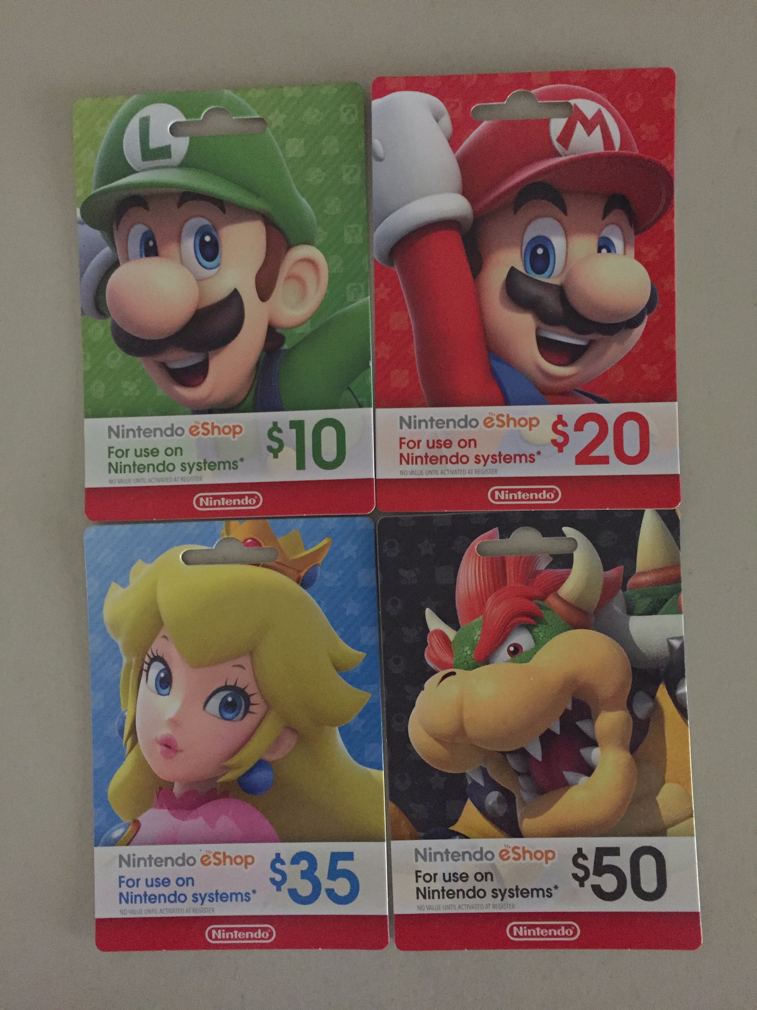 Nintendo eGift Cards, $10 to $50