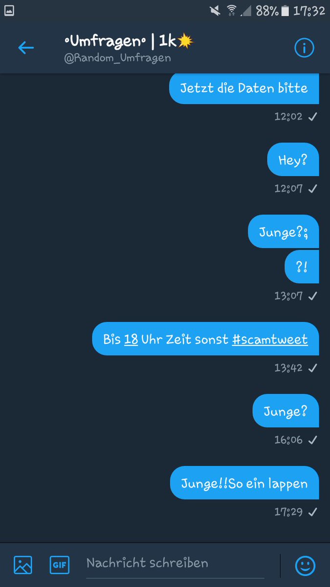 zu_verkaufennnn's tweet photo. 🚫Achtung Scamer🚫
@Random_Umfragen Scammt!
Er war zwischendurch online und ignoriert meine Nachrichten!
Rt=Ehre
@CoatesShop @illusionCrash https://t.co/V7FGfF9Gio
