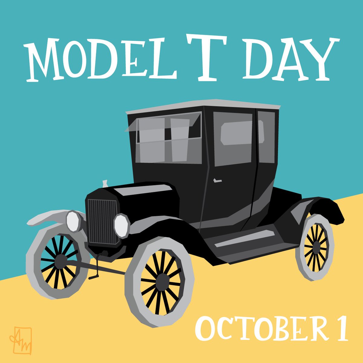 mck_alice's tweet photo. Oct 1, 1908 in Detroit, the 1st production of the #ModelTFord was completed

#StrangeDaysIndeed 102/365

#ModelTDay #illustration #lettering https://t.co/KN8474OuvH