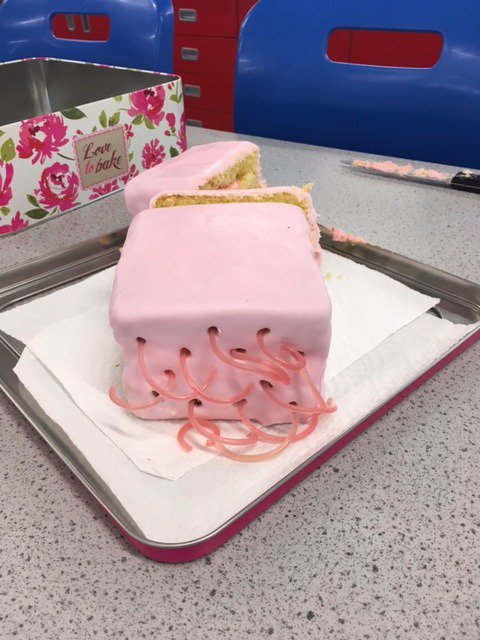 OswestryScience's tweet photo. A model ciliated epithelial cell from 4th form #biology prep, complete with a #buttercream nucleus. Well done, Beth! (#Yum) #scienceinaction https://t.co/xarib0i6TA