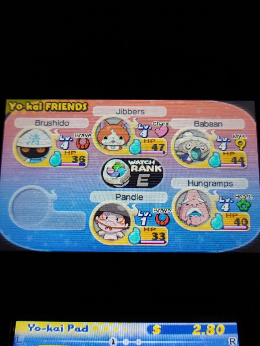 HGHydra's tweet photo. Here's my story completion team (minus Pandle) #YokaiWatch2Spectres https://t.co/GIjKdIBRkO