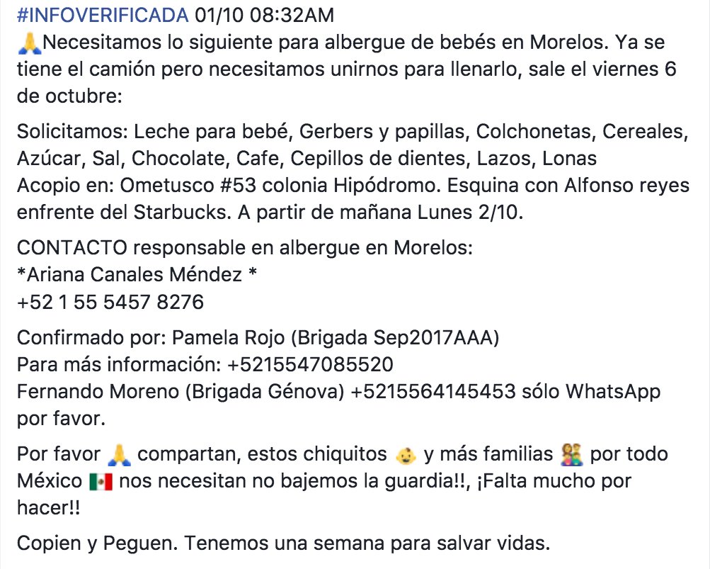 lopezdoriga's tweet photo. #AVISO Solicitan nuestro apoyo. Es para los bebés en Morelos. Favor de compartir. No bajemos la guardia https://t.co/owkep0fJNG