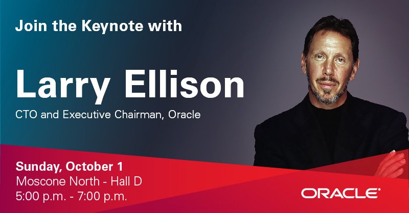 Join us for Larry Ellison's opening keynote at #oow17. Grab a seat in Hall D or tune into the live stream. bit.ly/2xWApS6