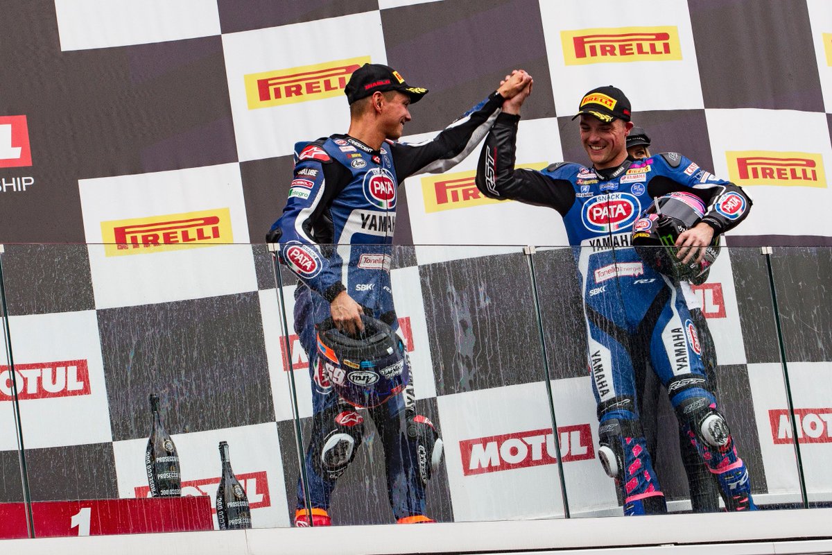 yamaharacingcom's tweet photo. Blue was the colour in Magny-Cours on Sunday! 4 races, 7 podiums for Yamaha...what a day! #YamahaRacing #YamahaFamily #FrenchWorldSBK 🇫🇷 https://t.co/6VA10MlziR