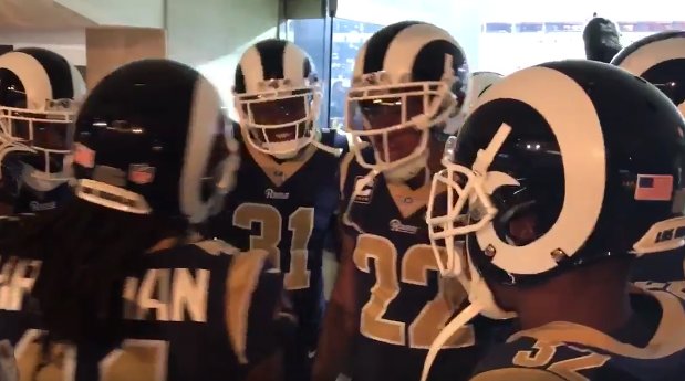 PeteBlackburn's tweet photo. Rams trying to relate to everybody who wakes up on a Sunday and just throws on whatever they have in their closet https://t.co/xQAZ09mwLx