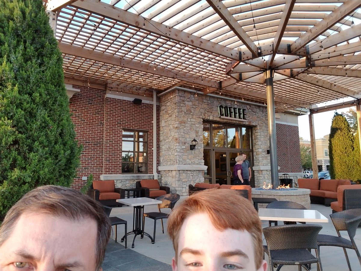 PhillyTimeKC's tweet photo. John and Cole showing off the new patio we share with @HeadrushRoaster Mickelson style!  Thanks @BriarcliffVilge ! https://t.co/LczU6Bqfm3