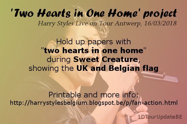 1DTourUpdateBE's tweet photo. Harry Styles Live on Tour Antwerp - PROJECT
"two hearts in one home" during Sweet Creature
https://t.co/MSfMeeRCaM https://t.co/9MuyJyZmYb