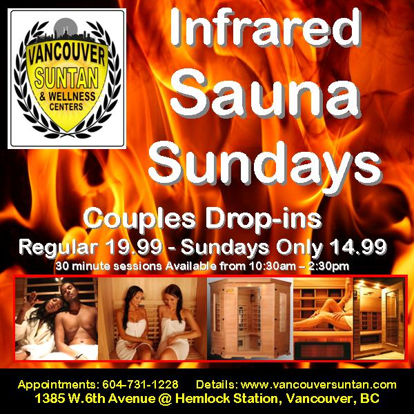 YVR_suntan's tweet photo. #VanSunTan All day today, Infrared Sauna Sundays are only $14.99 for couples. Call 604-731-1228 to book your session today. https://t.co/a1Z7WBE9q9