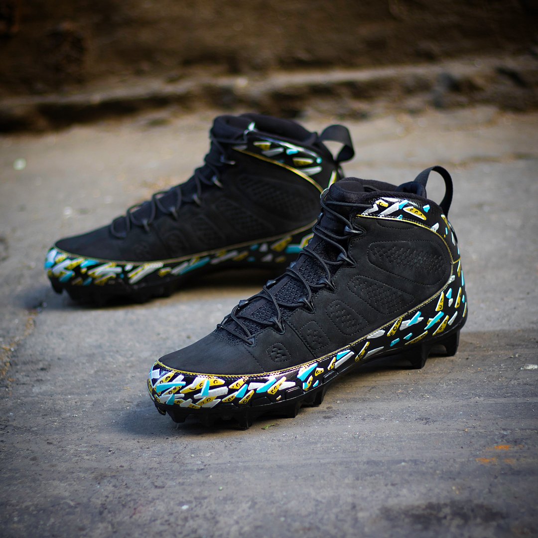 ComplexBets's tweet photo. "Ramsey Print" Air Jordan 9 cleats for @jalenramsey by @K_obrand. https://t.co/ReovkgCHvn