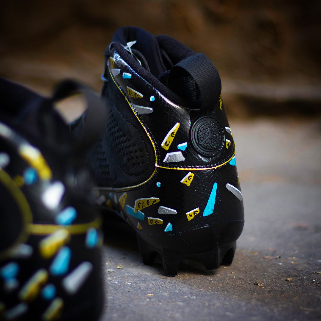 ComplexBets's tweet photo. "Ramsey Print" Air Jordan 9 cleats for @jalenramsey by @K_obrand. https://t.co/ReovkgCHvn
