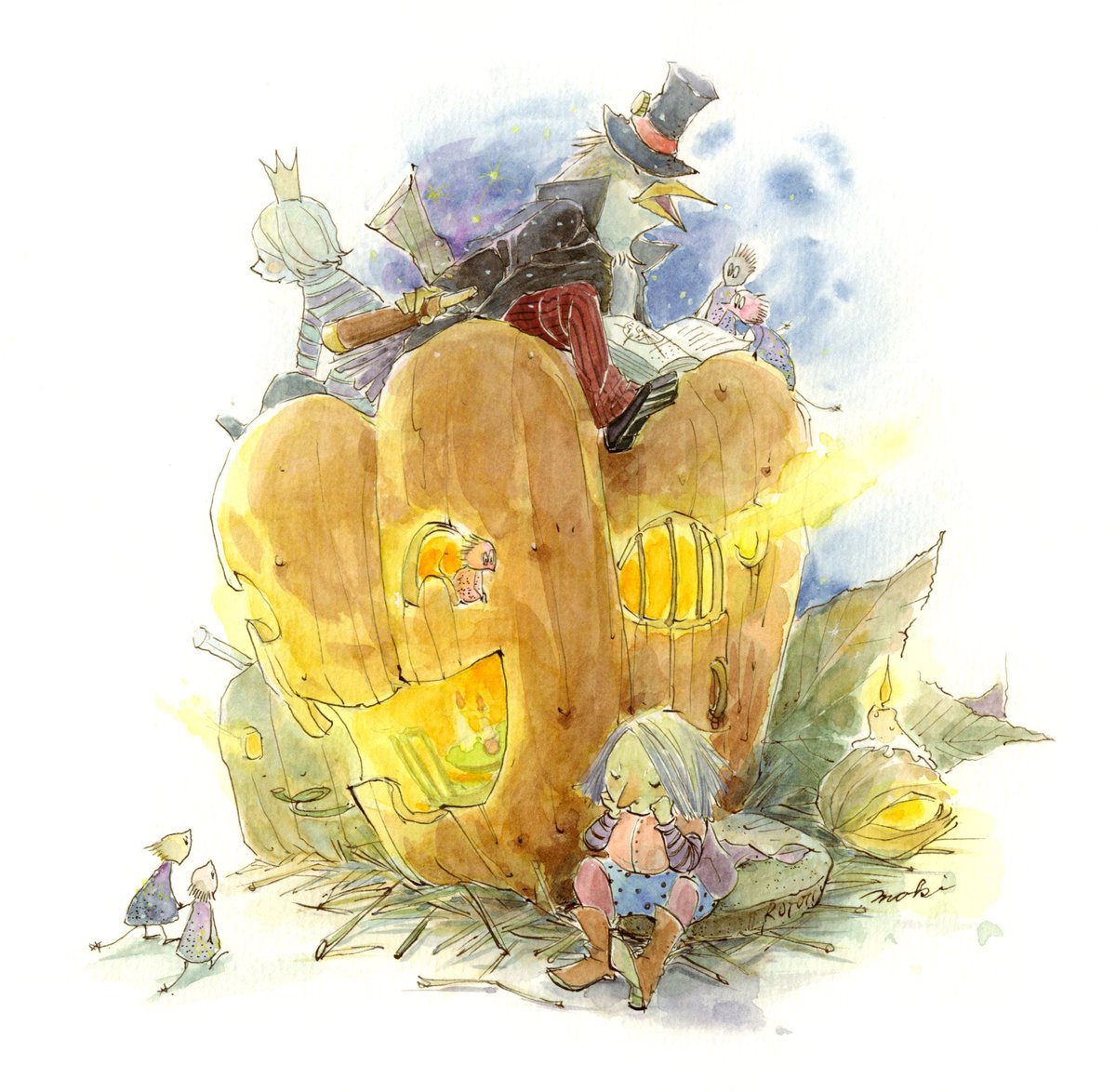 イラストレーターいなとめまきこ Twitter始めてみました なかなか難しいです 10月なのでハロウィンの絵を 今日観たフランス映画 愛しき人生のつくりかた ほっこり素敵なストーリーでした おやすみなさい 映画 ハロウィン 水彩画 イラストレーター