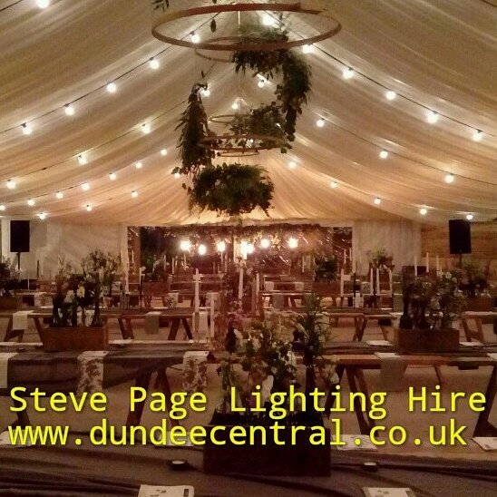 Festoon lights in the marquee room at <a href="/cowshedcrail1/">The Cow Shed Crail</a>  this weekend-how will you style the room? #wedding #marquee #lightinghire