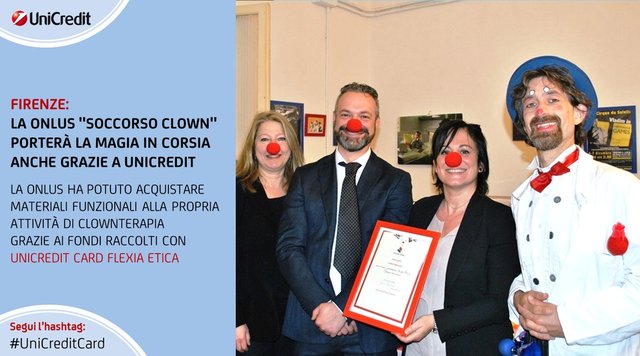 #Firenze: un contributo alla onlus <a href="/SoccorsoClown/">Soccorso Clown Onlus</a> grazie ai fondi raccolti con #UniCreditCard #Flexia #Etica |... bit.ly/2ygvQlB