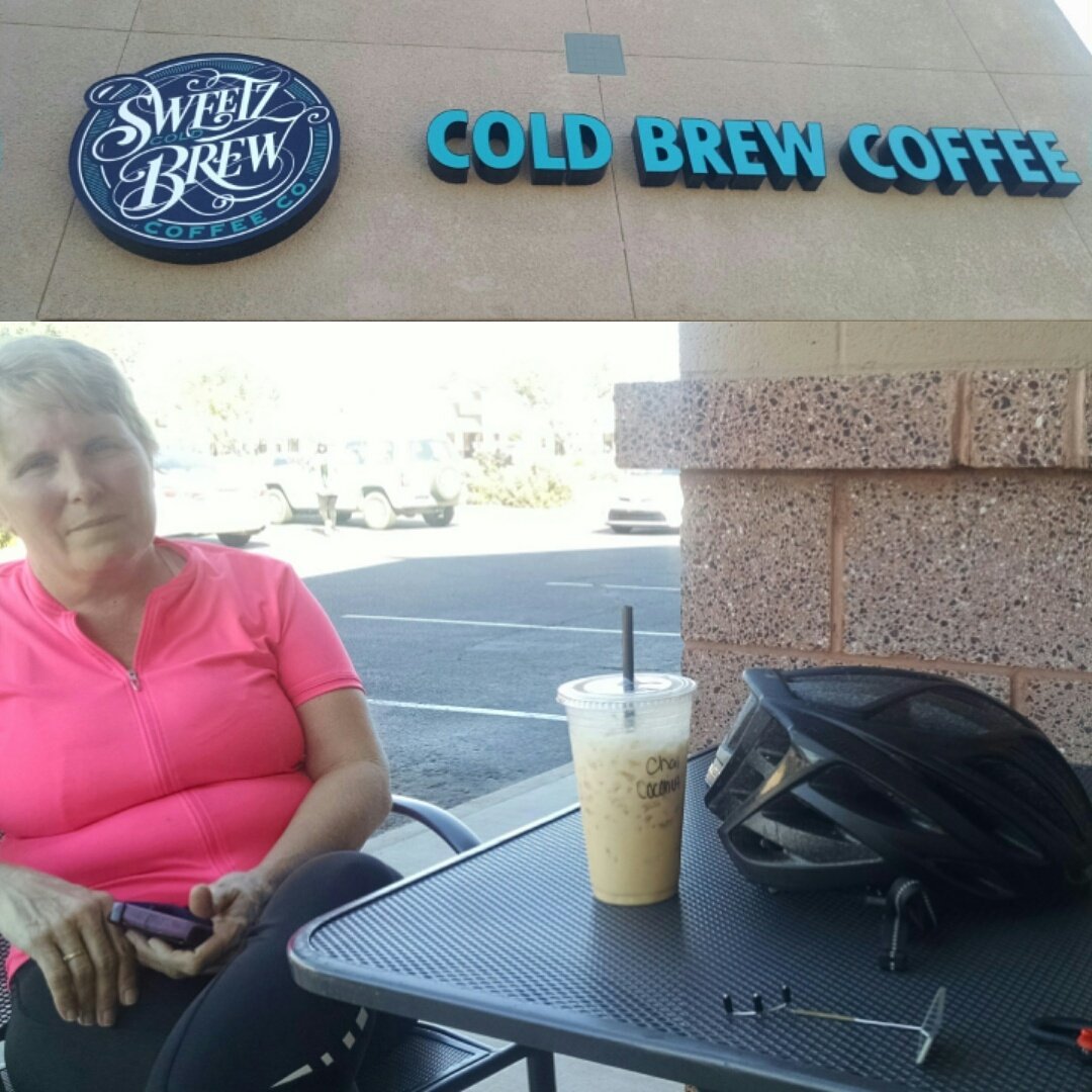 VoteTimR's tweet photo. Great place to stop for a Cold Brew. π For Pamela it a Cold Chai tea after a 22 mile bike ride. @SweetzBrew #ThisisGilbert https://t.co/KFWBYdlaKU