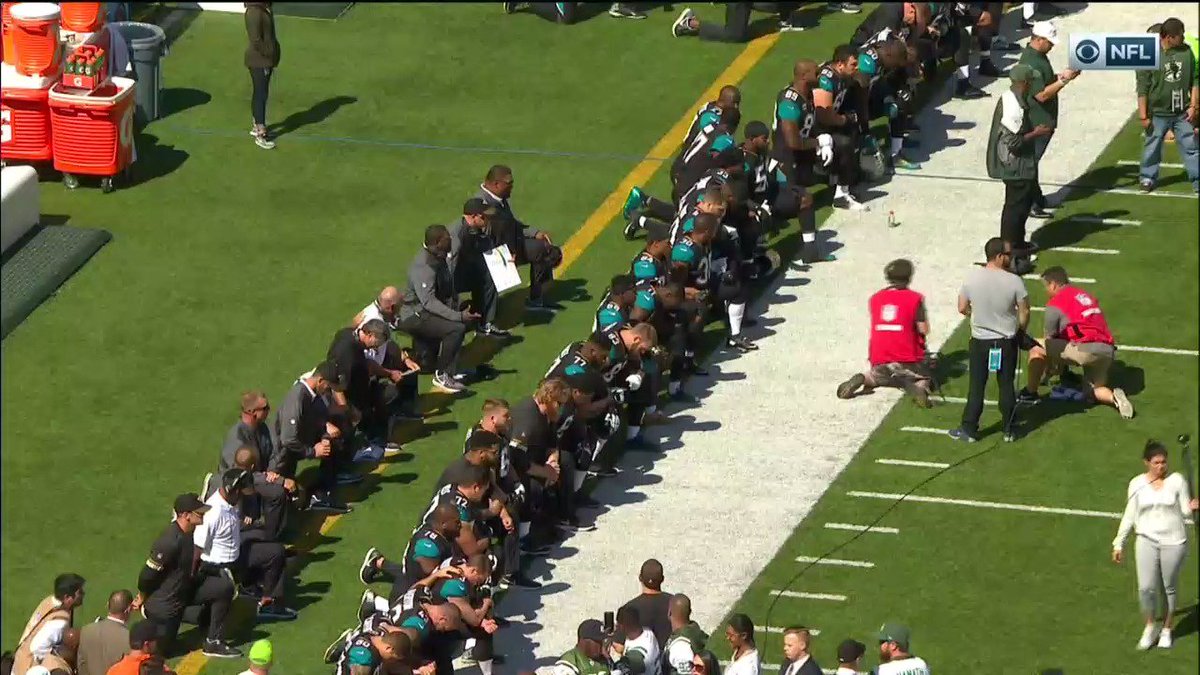Muslim owned Jacksonville Jaguars all kneel, then release statement they will stand