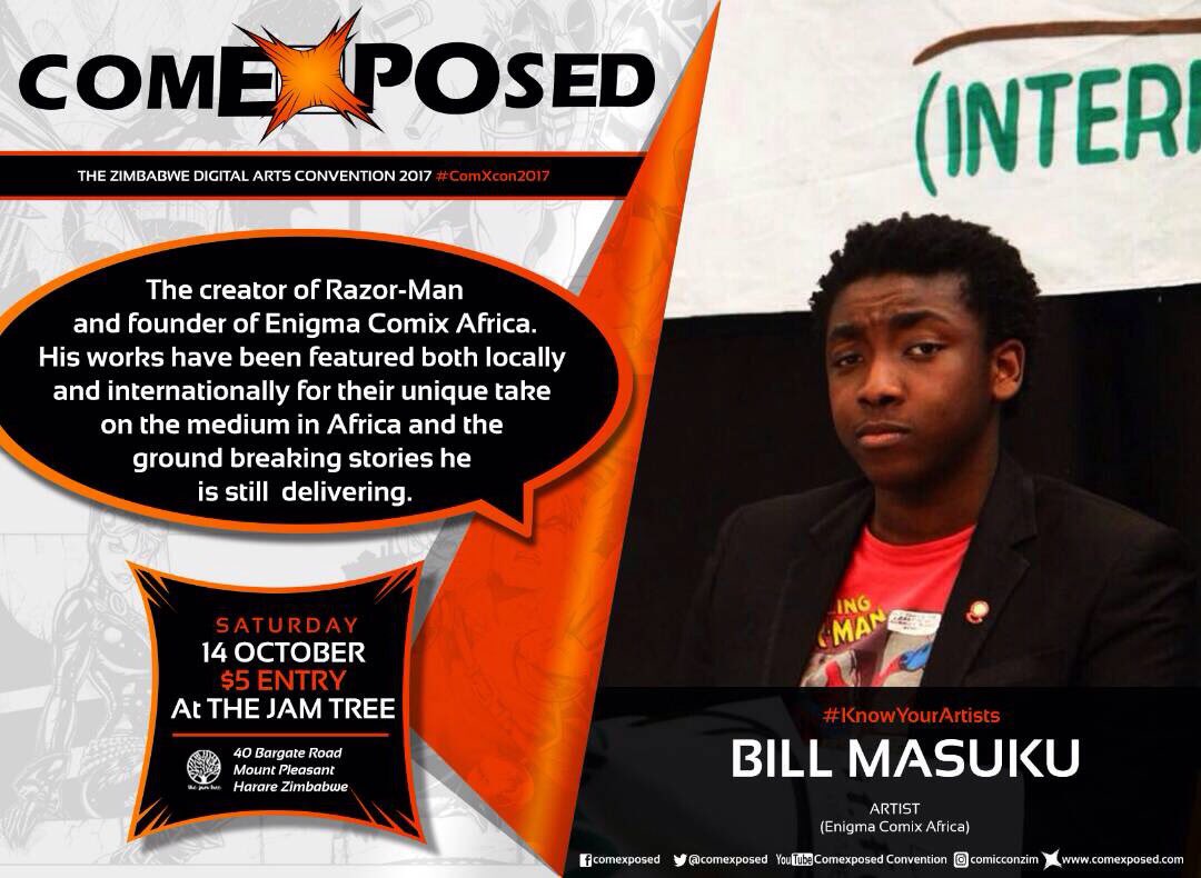 billmasukuart's tweet photo. @ComicBookHour Bill Masuku artist and writer. Creator of Razor-Man #comicbookhour #comxcon2017 #comexposed https://t.co/Kyr1WJGnbU