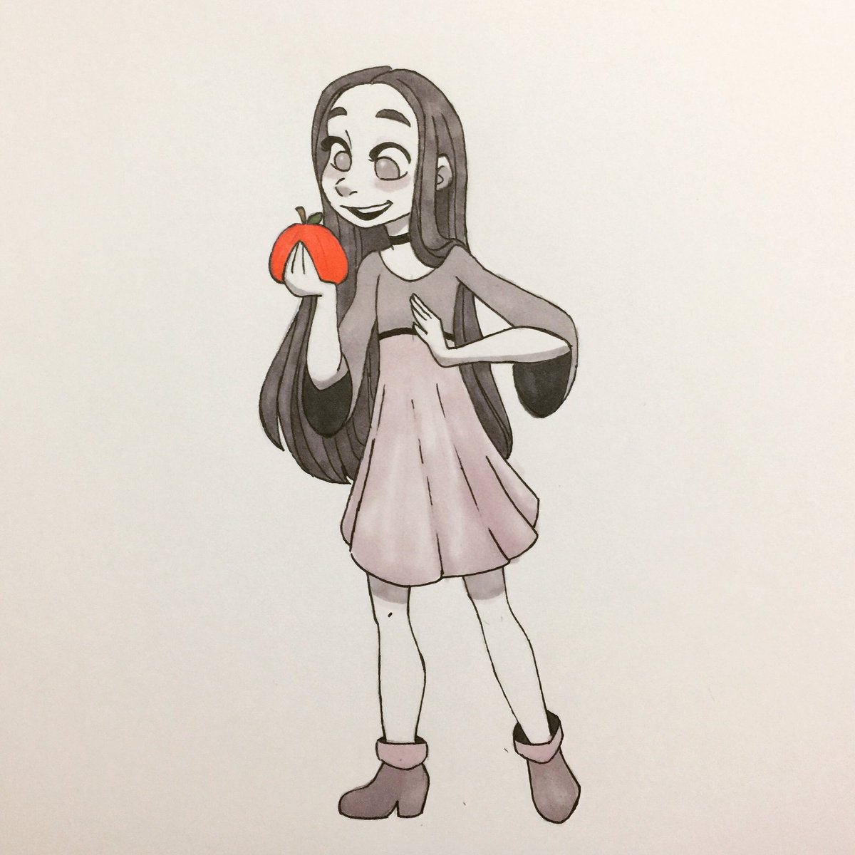 _ashyelizabeth's tweet photo. Everyone meet Estelle. She'll be your witch in training for #inktober2017 and she loves #pumpkins 🎃 #inktober #witch #illustration https://t.co/P3S3YRigH3