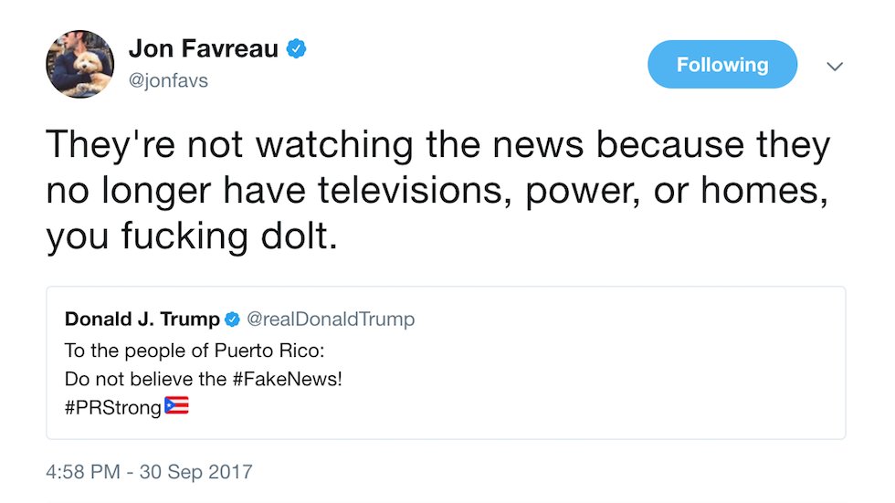 thehill's tweet image. Obama speechwriter hits Trump: Puerto Ricans can't watch news if they don't have homes "you f-cking dolt" hill.cm/wjig867
