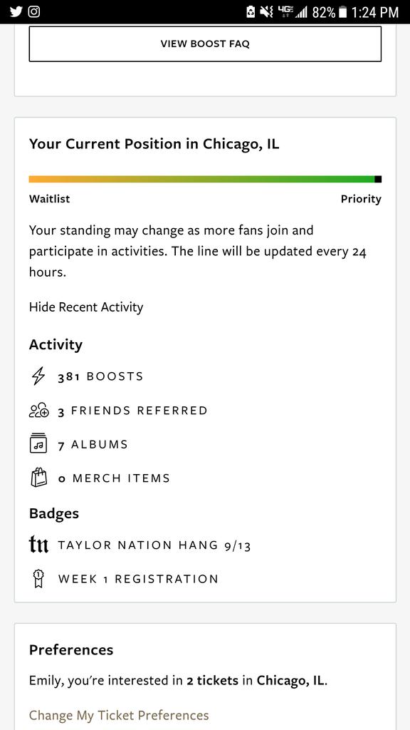 EmiJenk's tweet photo. @taylornation13 gettin'those boosts!! #TaylorSwiftTix #preorderreputation https://t.co/wqyvqc8COM