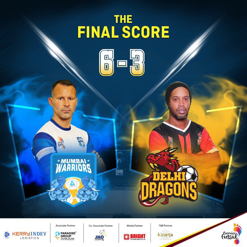 Wrapping it up, victorious ! 
#GoWarriors #MumbaiWarriors #NaamHaiFutsal <a href="/iTIGERSHROFF/">Tiger Shroff</a> <a href="/PremierFutsalHQ/">Premier Futsal</a> <a href="/RyanGiggs_cc/">Ryan Giggs</a>