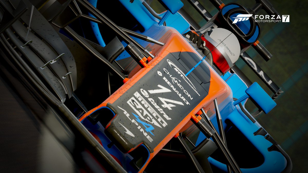 Mr_Muiry's tweet photo. Finally got my hands on the F1 car in @ForzaMotorsport and put together a replica of @seanbulldesign's @McLarenF1 Alpine design. Shared now https://t.co/vxfRwDdUtE