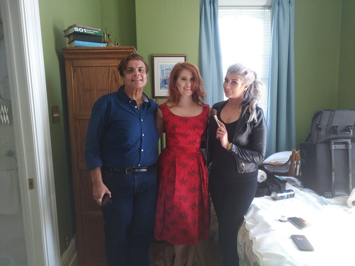 thefableforest's tweet photo. #OnSet of #MyHuntsvilleMuse in Stratford! Hair/Makeup/Wardrobe ready! So we gather to watch @AlanaPancyr practise flitting down the stairs! https://t.co/LKzhl2gGR4