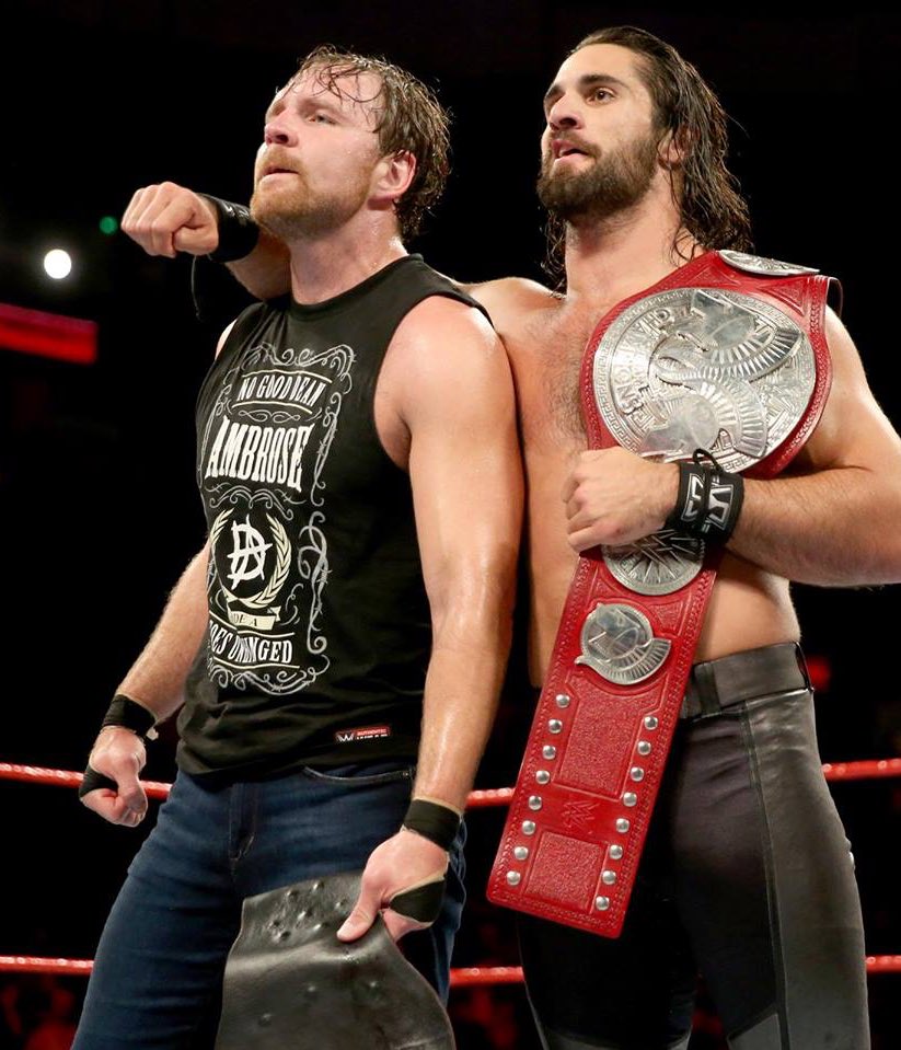 Manvi104's tweet photo. Don't try to mess with our tag team champions.. Both are awesome on mic skills and in ring performance.. #DeanAmbrose #SethRollins https://t.co/a4GFWLT92l