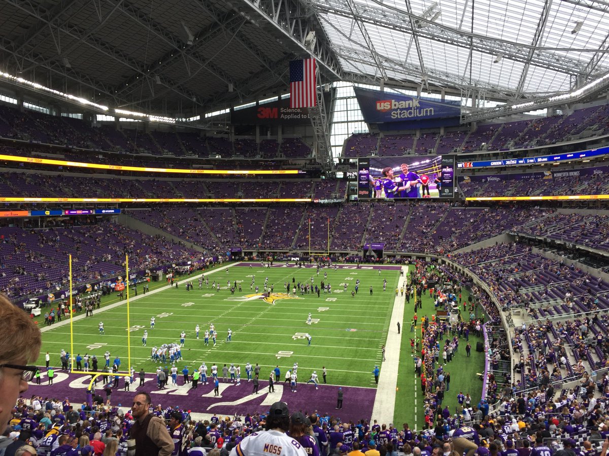 _jacksumm's tweet image. My FIRST Vikings game EVER!! Rocking in Sect. 337, Row 18, Seats 20-22! @usbankstadium #VikingsLegend #SKOL 💜💜💜