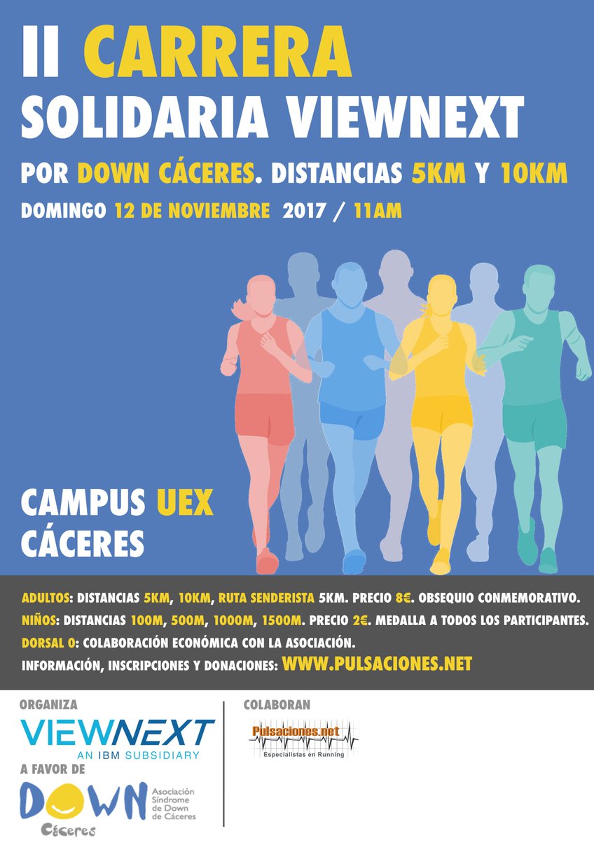 pablogarguez's tweet photo. Carrera solidaria de @viewnext por el campus @infouex de #Caceres el domingo 12nov @EPCC_Unex @CatedraViewNext @aqcanabal 5km y tb 10km https://t.co/Qijt49UlJm