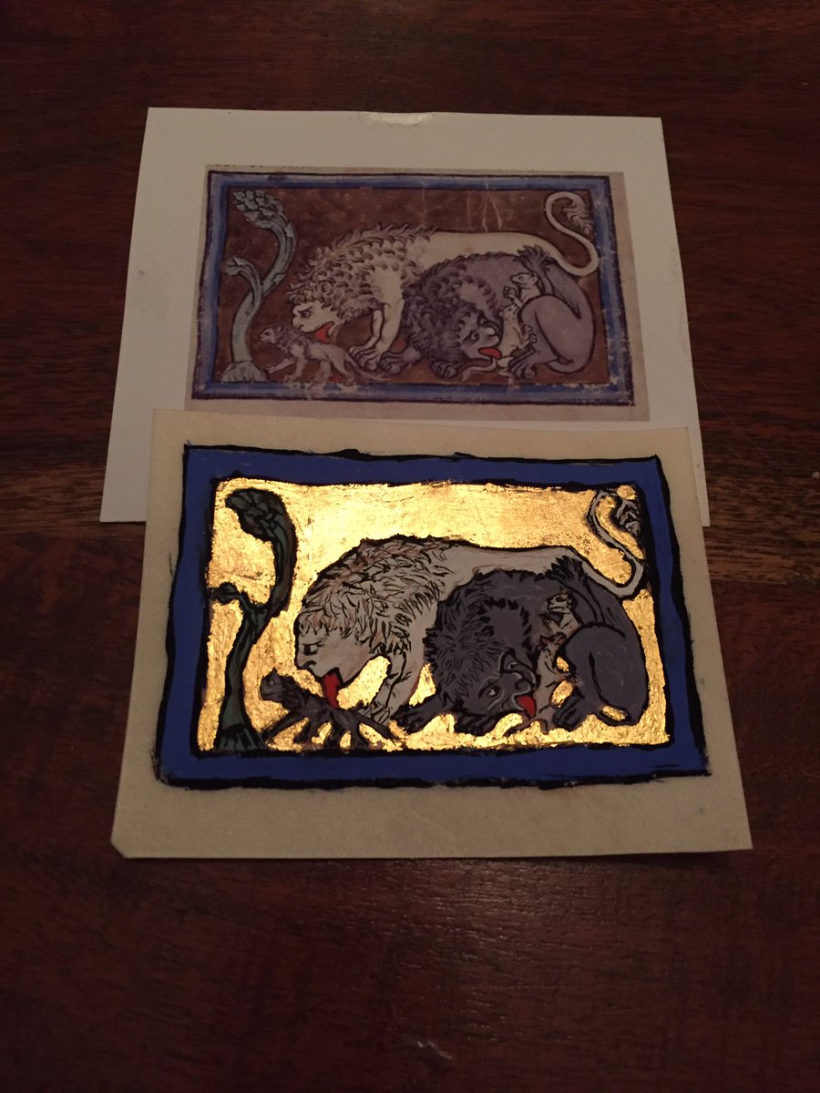 Eleanor had her own scriptorium, and loved her gilded books. Sue greater her own #medieval gilding  <a href="/britishlibrary/">British Library</a> yesterday. #eleanorshow