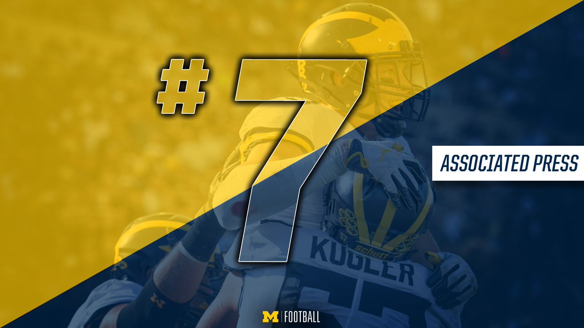 UMichFootball's tweet photo. Michigan moves up to No. 7 in the latest AP Poll! 

#GoBlue https://t.co/scqOHTFZHL