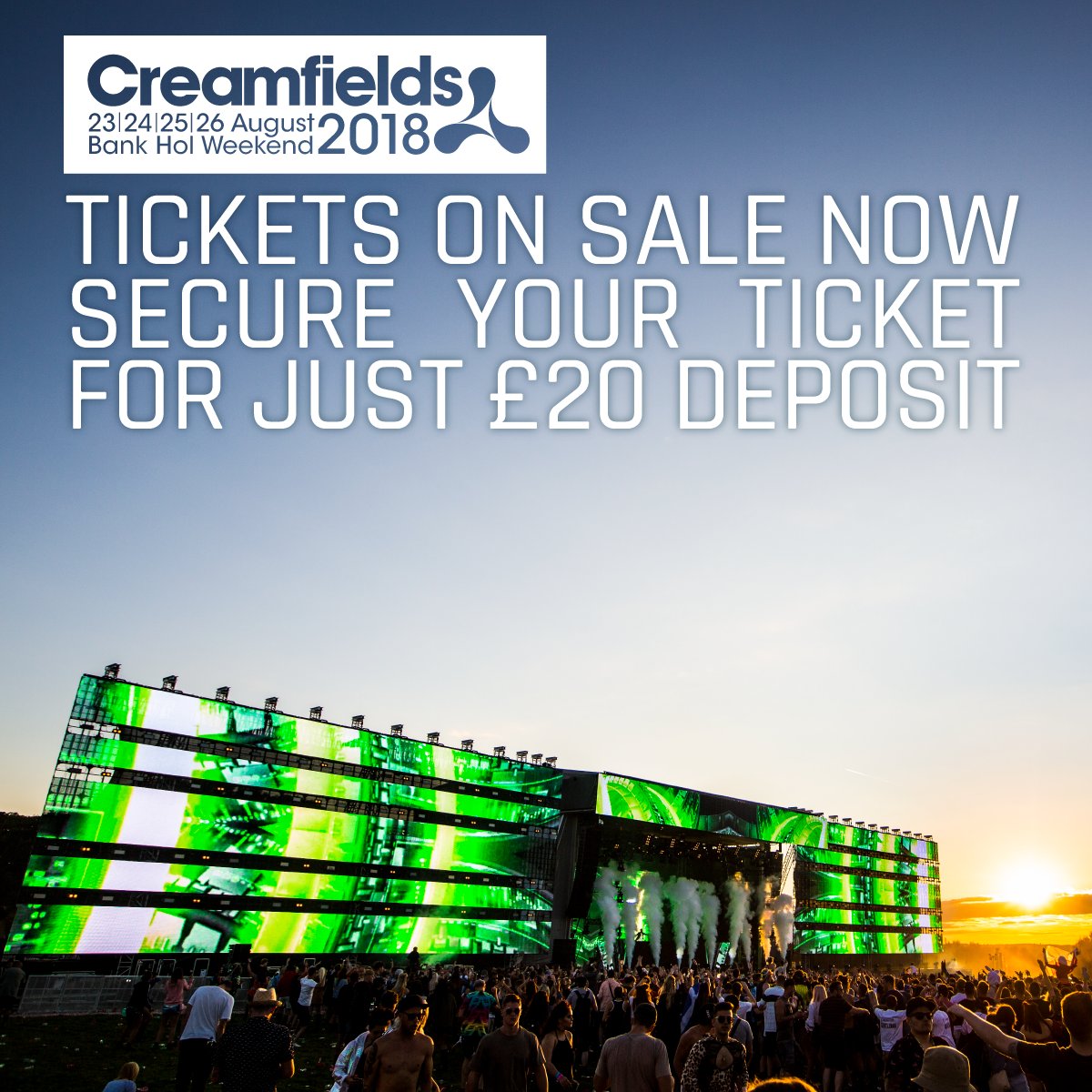 Creamfields's tweet photo. #WeekendExclusive Buy a Standard Ticket and get a FREE upgrade to bronze! Miss It, Miss Out! https://t.co/GOYueb7lV1