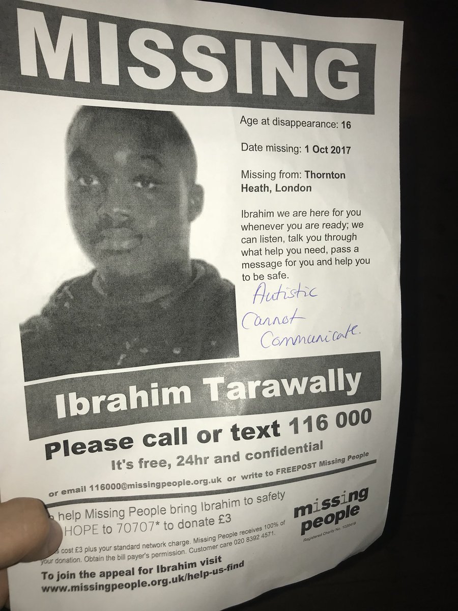 jonny5068's tweet photo. Hey @SteveReedMP can you spread word re: autistic #MissingPerson #ibrahimtarawally in #southnorwood / #thorntonheath? https://t.co/XBoXUFXxdo