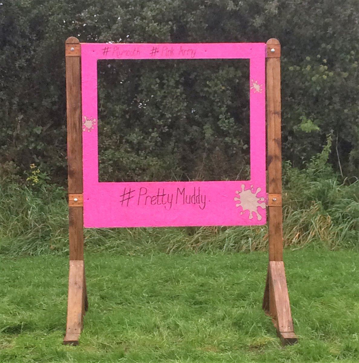 plymraceforlife's tweet photo. A big thank you @FullerCarpentry for the photo board again this year, &amp; even helping with the water guns and videos. #Plymouth #PrettyMuddy https://t.co/z8ibyHHPAT