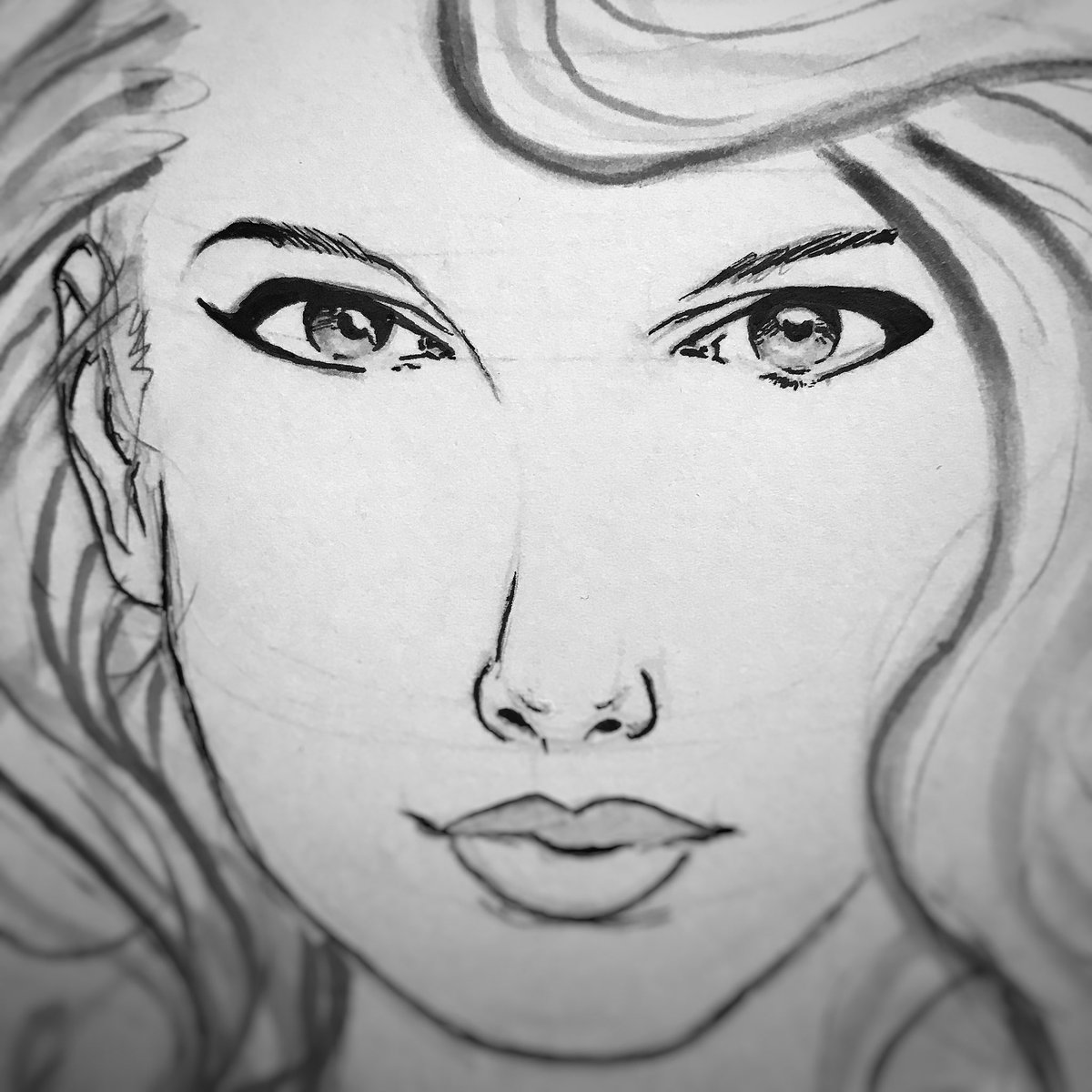 MillsteadDesign's tweet photo. Don’t forget to swing by Instagram to follow #Inktober ...today started off with a picture of @taylorswift13 https://t.co/iRXPiu3N1i