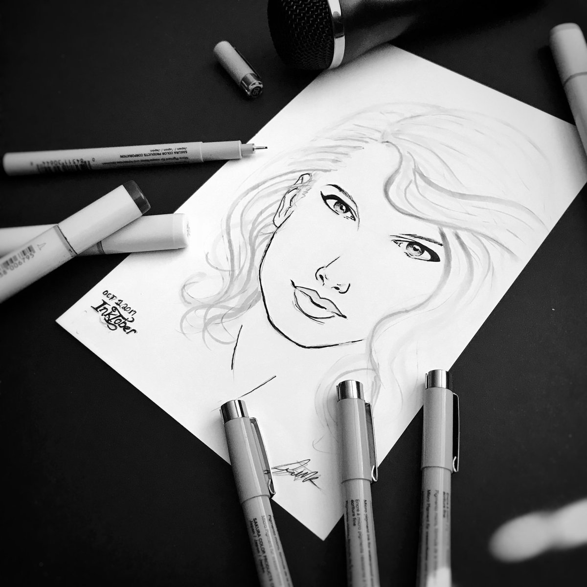 MillsteadDesign's tweet photo. Don’t forget to swing by Instagram to follow #Inktober ...today started off with a picture of @taylorswift13 https://t.co/iRXPiu3N1i