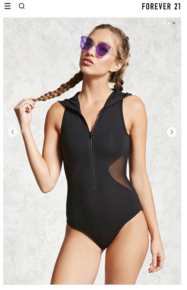 Chrissy is wearing this active hooded bodysuit from Forever 21!