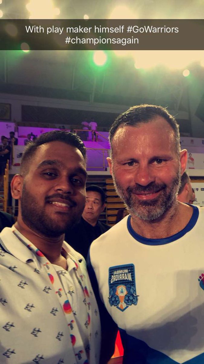 .<a href="/WarriorsMumbai/">Mumbai Warriors</a> owner Shubham Lad with Marquee player Ryan Giggs. #NaamHaiFutsal