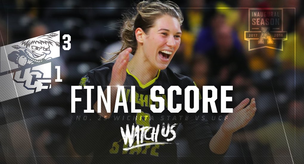 GoShockers's tweet photo. No. 25 @GoShockersVB stays undefeated in @American_Conf play! #watchus #addedpower https://t.co/WwWbVPjFI8